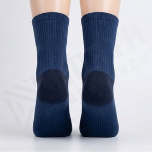 Crew <b>Socks</b> Solid Navy Blue Knitted Breathable Polyester Spandex Adult Casual Daily Wear Spring Season Standard Thickness - Product Image 2