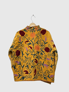 Chaqueta de terciopelo con bordado floral, cuello mandarín, manga larga, estilo bohemio, ropa de otoño para mujer, talla grande - Product Image 2