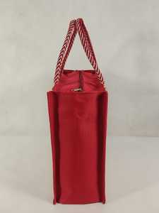 Sac fourre-tout en jute tissé rouge, réutilisable, pour les courses, avec logo personnalisé, style ethnique, sac cadeau - Product Image 5