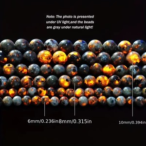 Wholesale 4 6 8 10 12mm Natural Flame Stone Beads Natural Yooperlite Stone Round Loose Beads for <b>Necklace</b> Bracelet Making - Product Image 3
