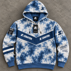 Men's Tie-Dye <b>French</b> Terry 100% Cotton Pullover Hoodie Fleece Oversized Fit Winter Streetwear Regular Sleeve - Product Image 2