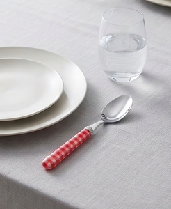 Cucharas de Té de Acero Inoxidable con Mangos de Plástico a Cuadros Rojos, Diseño Retro con Acabado Espejo, Aptas para Lavavajillas, Utensilios para Fiestas - Product Image 5