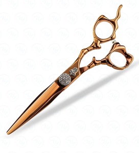 "Premium Gold-Plated Hair Cutting and Styling Scissors <b>Set</b> with Thinning Shears Straight Razor & Case - Product Image 2