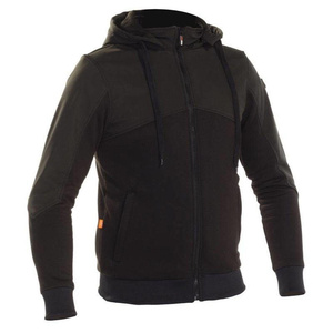Sweat-shirt à capuche zippé noir pour homme, coupe classique, couleur unie, décontracté, pour l'automne, tissu en molleton respirant - Product Image 1