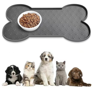 Waterproof Silicone Bone Shaped Dog Feeding Mat Cat Food <b>Bowl</b> Placemat Paw Print <b>Puppy</b> Water Tray Pad - Product Image 2