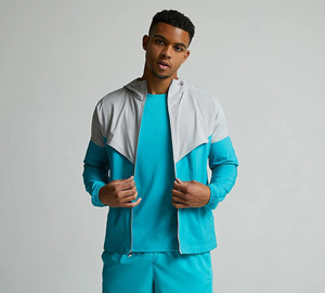 Men's Color Blocking Windproof windbreaker <b>Jacket</b> Zipper Closure Sporty Style <b>Summer</b> Polyester Material Stand Collar Regular Fit - Product Image 5