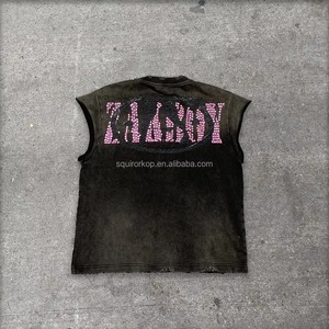 Camiseta Gráfica Oversize Personalizada para Hombre, Estilo Urbano, Alta Calidad, 100% Algodón, Vintage, Lavado Ácido, Corte Cuadrado - Product Image 2