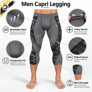 Legging Capri pour homme de haute qualité, tissu doux, coupe confortable et performance flexible pour l'exercice et les activités sportives. - Product Image 6