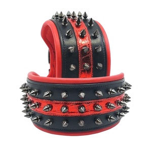 100% collier de chien en cuir véritable meilleure qualité sur mesure rembourrage souple pointe goujon travail solide Rivet fabricant en gros - Product Image 1