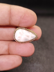 Natural Pink Larimar Brass Groove Pendant Bezel Setting | Handmade Gold Plated Sporty Christian Gemstone Jewelry - Product Image 1