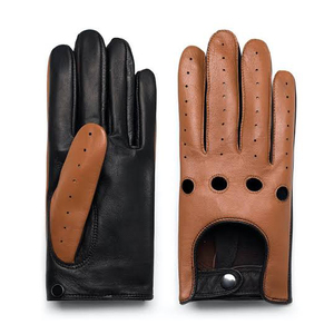 Guantes de Conducción Unisex, Transpirables, de Cuero, Palma Negra, Dorso Marrón, Combinación Única, Guantes de Conducción de Alta Calidad - Product Image 1