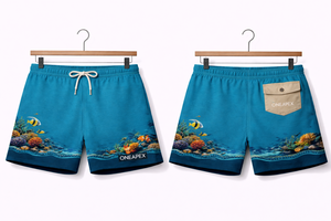 Shorts de baño Ocean Life para hombre – Shorts de baño de secado rápido con estampado de tortuga de arrecife de coral - Product Image 4