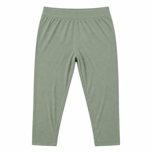 Women High Seamless Sage Green <b>Capri</b> <b>Leggings</b> for Spandex Nylon Jersey Stretch Soft Casual Lounge Yoga Wear OEM Wholesale - Product Image 2