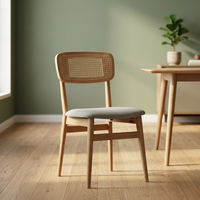 Silla de Comedor de Ratán de Estilo Moderno de Mediados de Siglo, de Alta Calidad y Duradera, con Tapicería de Poliéster y Patas de Madera, para Hogar u Oficina, Muebles para el Hogar