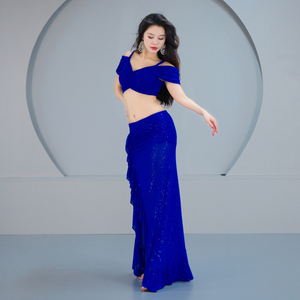 Ensemble de tenue de danse du ventre pour femmes, ensemble de jupe et haut pour l'entraînement à la danse du ventre, costume de danse du ventre pour adultes - Product Image 3