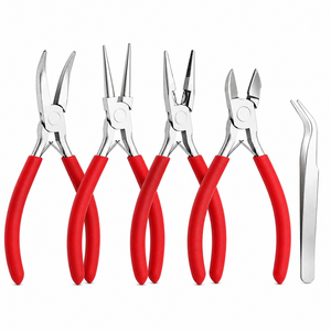 MANAN INSTRUMENTS Juego de Pinzas Redondas de Acero Inoxidable para Joyería con Mangos Rojos para Manualidades, 5 Piezas, Incluye Pinzas - Product Image 3