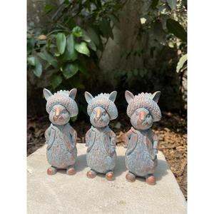 Juego de Estatuas de Conejo de Metal Hechas a Mano, Pátina Verde, Decoración de Jardín para Exteriores, Figuras de Animales de Estilo Simple - Product Image 2