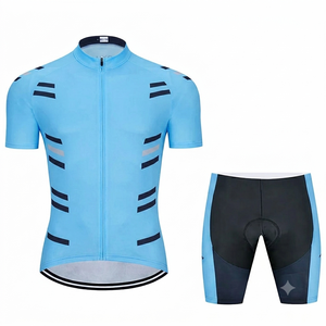 Ensemble de maillot et de short de cyclisme personnalisé professionnel, léger, écologique, en polyester/spandex, pour hommes et femmes, manches courtes, respirant - Product Image 1