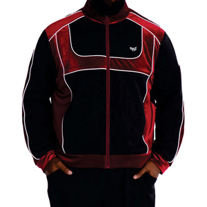 Conjunto de chándal de terciopelo de lujo para hombre, chaqueta con cremallera completa, paneles en contraste, ropa de calle de diseñador, chaqueta cortavientos de dos piezas, OEM personalizado al por mayor - Product Image 1