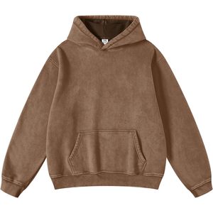 2025 sweat à capuche surdimensionné pour femme coton lourd polaire lavage à l'acide Style Vintage col à capuche pour collège et Couples - Product Image 5