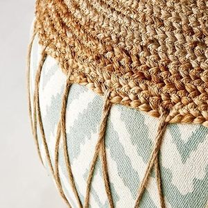 Customised Durable & Eco-Friendly Handwoven Water Hyacinth Pouf Ottoman Round Floor <b>Cushion</b> Natural Rattan Top Meditation Yoga - Product Image 4