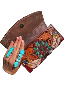 Portefeuille à rabat vintage en cuir véritable pour femmes, avec fermeture éclair RFID, très demandé, mode occidentale - Product Image 2