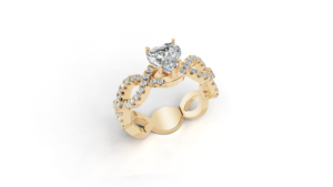แหวนเพชรทรงหัวใจวินเทจ Aarinya เพชรเลี้ยงในห้องปฏิบัติการ ทอง 14K แหวนเพชรเม็ดเดี่ยวรูปอินฟินิตี้ ประดับเพชรแบบพาเว่ริบบิ้น แหวนหมั้นเพชร - Product Image 6