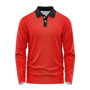 Polo de Manga Larga para Hombre con Estampado Geométrico de Diamantes, Diseño Clásico en Mezcla de Poliéster Resistente para Golf y Pesca - Product Image 3