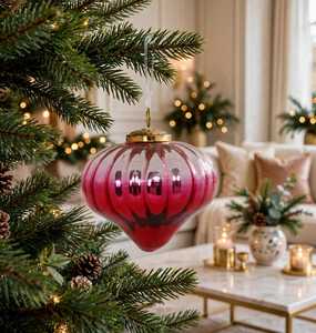 Boule de Noël en verre moderne blanche, ornement suspendu, fabriqué à la main, décoration d'intérieur - Product Image 5
