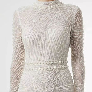 ชุดเดรสงานเลี้ยงฉลองสมรสสีโรสโกลด์สุดหรูหรา ประดับเลื่อมทรงเมอร์เมด แขนยาว สง่างาม เหมาะสำหรับเพื่อนเจ้าสาว ชุดราตรีสำหรับงานเลี้ยงอย่างเป็นทางการ - Product Image 1