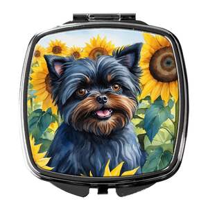 Affenpinscher Sunflowers Compact Folding Handheld <b>Travel</b> Makeup <b>Mirror</b> Pocket Decorative Gift for Women and Girls - Product Image 1