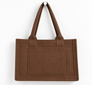 Gray Jute Eco Friendly Fashion <b>Tote</b> Handbag <b>with</b> Two Open <b>Straps</b> Polyester Lining <b>Shoulder</b> <b>Bag</b> for Daily Use - Product Image 3