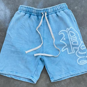 Shorts de Mezclilla Azul Claro con Cordón Blanco y Logotipo Estampado, Ropa Casual de Verano Ecológica e Impermeable - Product Image 3