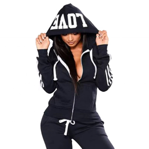 Ensemble de survêtement 2 pièces pour femmes : sweat à capuche et pantalon – Tenue de sport décontractée - Product Image 1