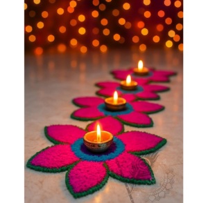 Juego de 6 tapetes Rangoli lavables de primera calidad, hechos a mano con hilo de plumas, decoración festiva para la entrada del hogar, Diwali, Ganesh Chaturthi - Product Image 4