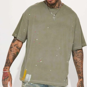 Cotton Custom Men Large 300g Ink Wash <b>Tshirt</b> Manufacturer Blank Cotton T shirt OEM Service ODM Design Latest Design 2026 - Product Image 5