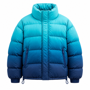 Veste matelassée unisexe à dégradé de couleurs, manteau d'hiver à col montant, fermeture éclair, streetwear d'extérieur, personnalisable, marque privée, OEM, ODM - Product Image 1