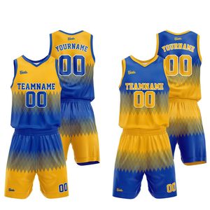 Conjunto de Uniforme de Baloncesto Vients Sublimado con Degradado Amarillo y Azul, Jersey y Pantalones Cortos, Absorbe la Humedad, Unisex, Corte Atlético para Adultos - Product Image 1