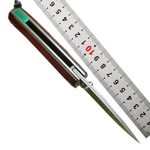 Couteau Bowie à lame fixe en acier Damas de qualité industrielle OEM, manche en bois de frêne, étui type pancake, pour la chasse et le camping - Product Image 4