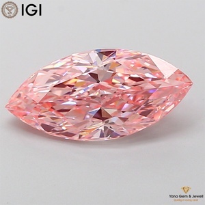 Diamant de laboratoire CVD certifié IGI, 2,00 carats, clarté VS1, couleur rose vif fantaisie, taille marquise, pour une bague de fiançailles mémorable - Product Image 1