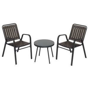 Set Bistrot da Esterno in 3 Pezzi, Arredamento da Giardino con 2 Sedie Impilabili e Tavolo in Vetro per Cortile, Balcone o Veranda - Product Image 5