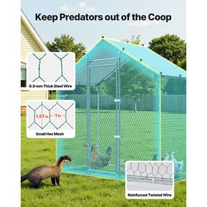 Gallinero Metálico Grande de 6.6 x 3.3 x 6.6 pies con Cubierta Impermeable, Estructura Resistente, Techo de Campana, Jaula para Aves de Corral para Patio Trasero - Product Image 4