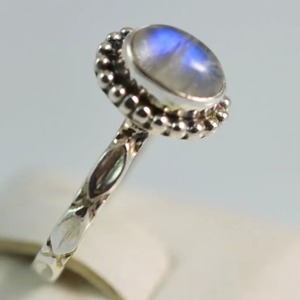 Rainbow Moonstone <b>Ring</b> 925 Sterling <b>Silver</b> Handmade <b>Statement</b> Promise <b>Ring</b> for Women Boho Oval June Birthstone Jewelry - Product Image 2