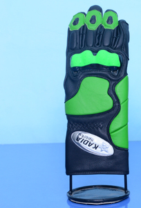 Gants de moto noirs et verts en gros avec protection rigide des articulations KADIA Sports, gants intégraux avec sangle de poignet réglable pour la conduite - Product Image 3