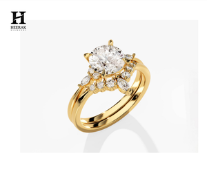 14K <b>Gold</b> Marquise Cluster Bridal <b>Set</b> - Elegant Lab Grown/Natural Diamond Engagement <b>Ring</b> - Product Image 1