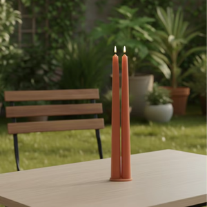 Juego de 2 Velas Cónicas de Cera de Parafina Color Marfil |   Hecho a Mano Sin Humo |   Decoración navideña, de Halloween y de cumpleaños para salas de estar y dormitorios - Product Image 1