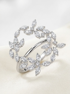 Anillo de Compromiso Romántico para Mujer, Oro Sólido de 14K, Diamante Cultivado en Laboratorio, Corte Esmeralda y Pera, Certificado IGI - Product Image 5
