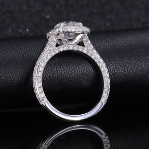 Anillo de Compromiso Vintage con Halo de Moissanita de 2 Quilates, Plata 925 - Product Image 3