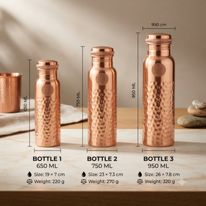 Botella de Agua de Cobre Premium con Patrón Ornamental Antiguo, Tapa de Rosca Hermética, Frasco Ayurvédico Reutilizable para Viajes y Hogar - Product Image 6