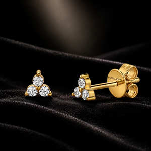 Pendientes de Diamantes Cultivados en Laboratorio con Tres Piedras en Racimo para Mujer, Oro de 10K, 14K, 18K, Plata 925, 935, Joyería Fina Minimalista - Product Image 1